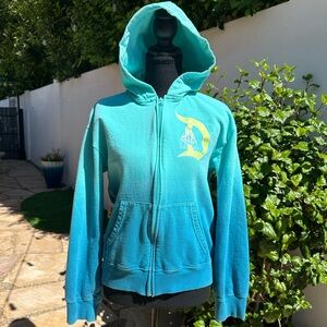 Disneyland Teal Hombre Zippered Hoodie